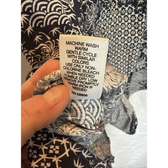 Baird McNutt Linen Murano Short Sleeve Button Down XL Band Collar Navy White - Picture 7 of 7